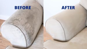 How to Clean a Heavily Soiled Microfiber Couch Before and After